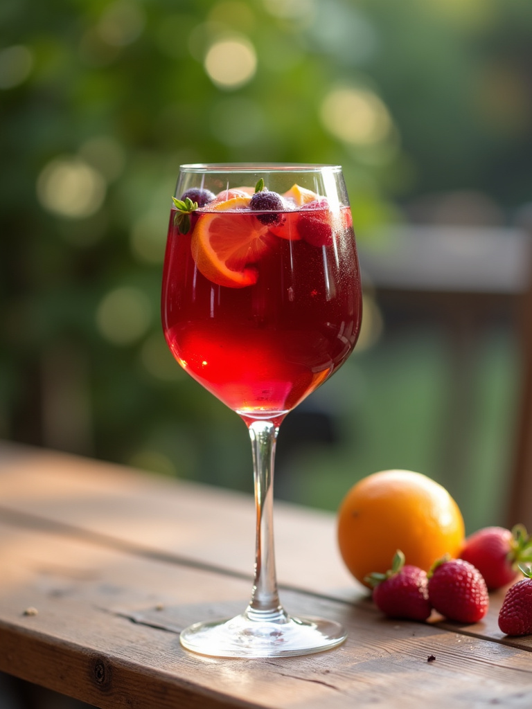sangria in a clear wine glass