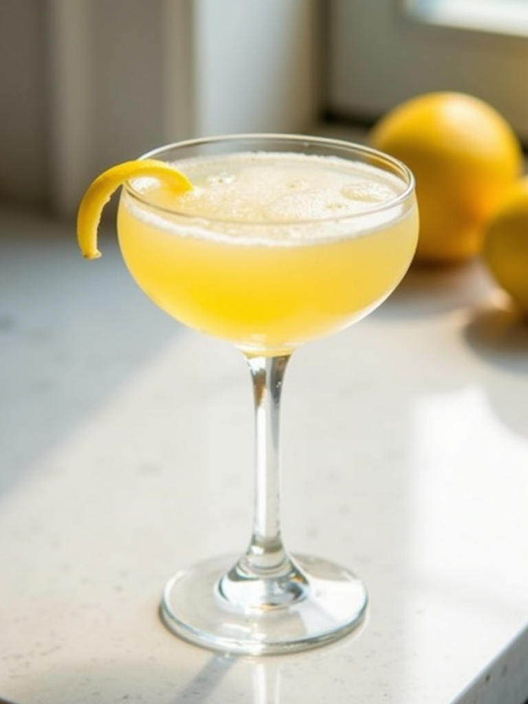 a Bee’s Knees cocktail served in a chilled coupe glass