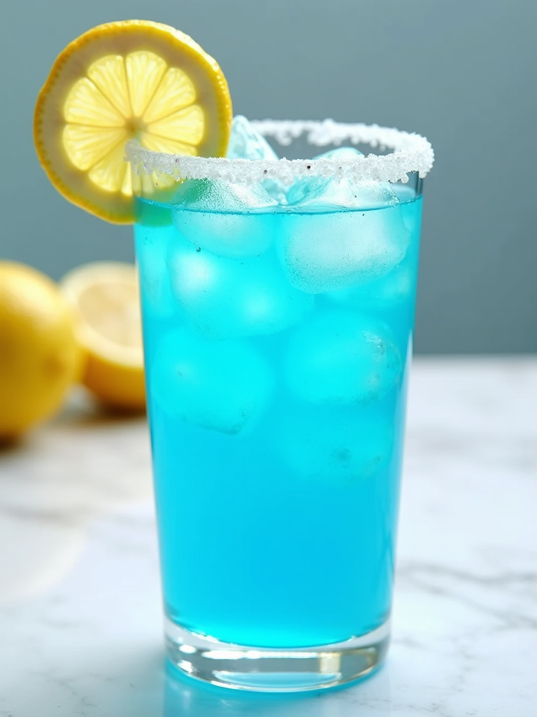 a Blue Lagoon cocktail in a clear glass