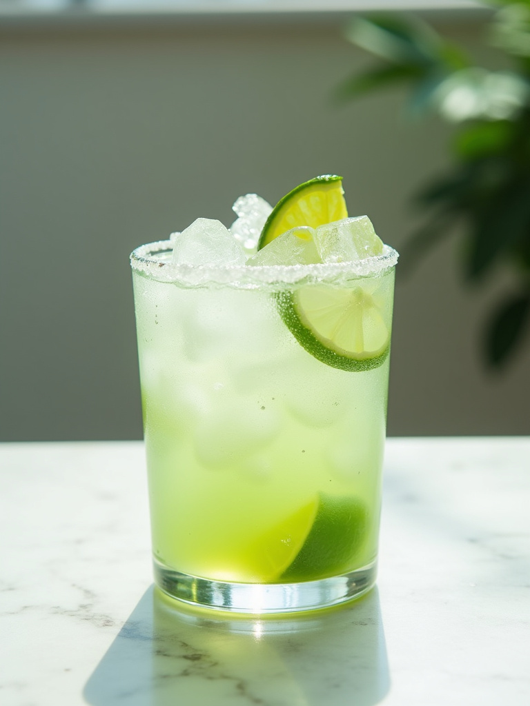 a Caipirinha served in a clear rocks glass