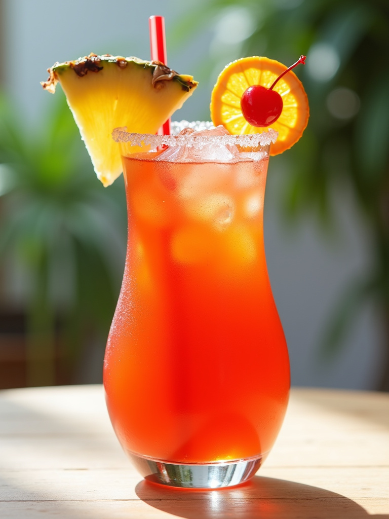 a Rum Punch served in a tall hurricane or highball glass