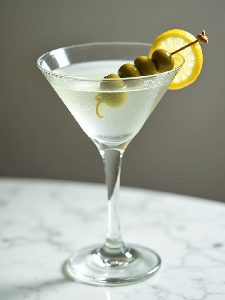 a classic martini served in a chilled martini glass