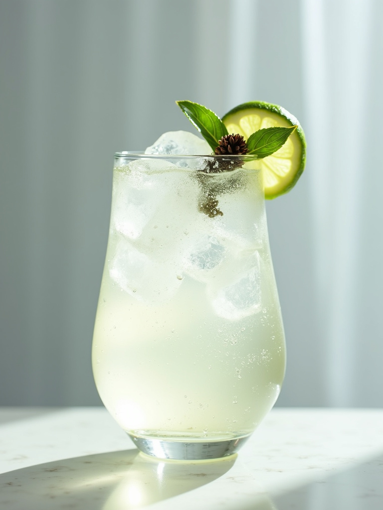 a gin and tonic in a clear glass