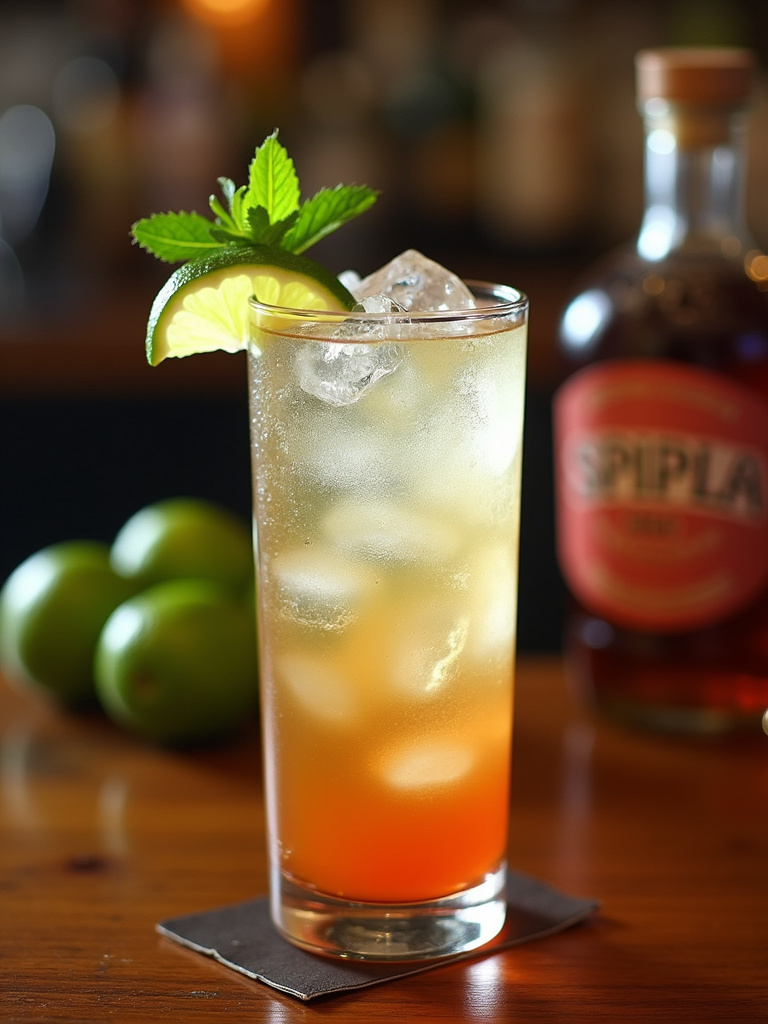 Cuba Libre served in a tall highball glass